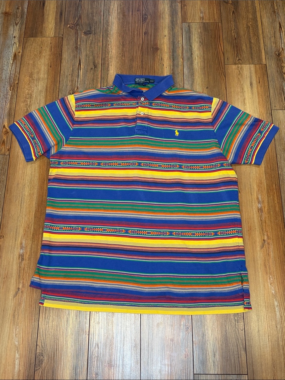 Vintage Polo Ralph Lauren Multicolor Aztec Striped Polo Size XXL